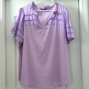 BloomChic Purple Relaxed Ruffled Blouse